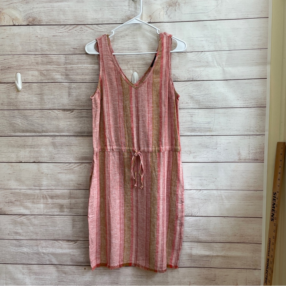 NEW WITH TAGS ANTHROPOLOGIE DREW LINEN‎ BLEND DRESS IN DOBBY STRIPES